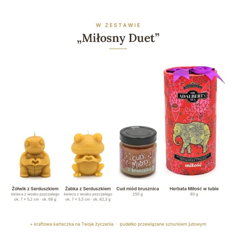 Miłosny Duet - zestaw: żółwik i żabka, Cud miód, herbata w tubie