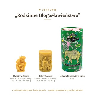 Rodzinne Błogosławieństwo - zestaw: 2 świece i herbata w tubie