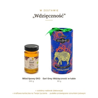 Wdzięczność - zestaw: miód lipowy EKO 300 g i Earl Grey w tubie